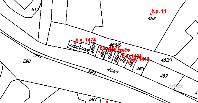 Děčín XXXII-Boletice nad Labem 1671, Děčín na parcele st. 460/2 v KÚ Boletice nad Labem, Katastrální mapa