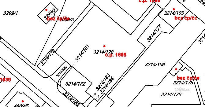 Chotěboř 1666 na parcele st. 3214/178 v KÚ Chotěboř, Katastrální mapa