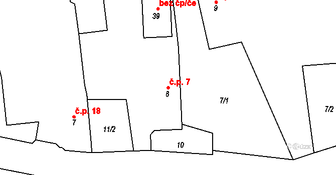 Vacovy 7, Janovice nad Úhlavou na parcele st. 8 v KÚ Vacovy, Katastrální mapa