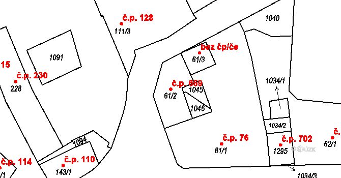 Chotěšov 669 na parcele st. 61/2 v KÚ Chotěšov, Katastrální mapa