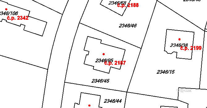 Pelhřimov 2187 na parcele st. 2346/95 v KÚ Pelhřimov, Katastrální mapa