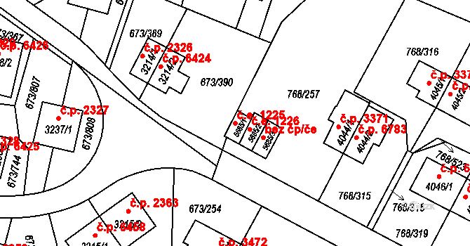 Zlín 1225 na parcele st. 5685/1 v KÚ Zlín, Katastrální mapa
