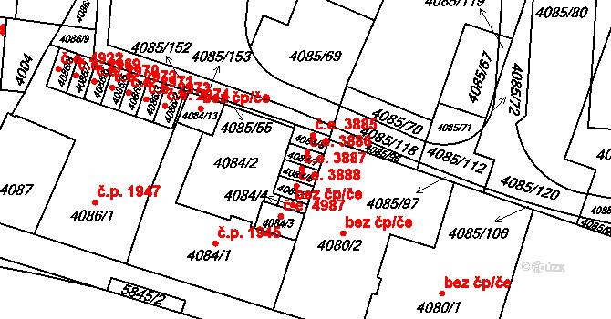 Jihlava 3886 na parcele st. 4084/7 v KÚ Jihlava, Katastrální mapa