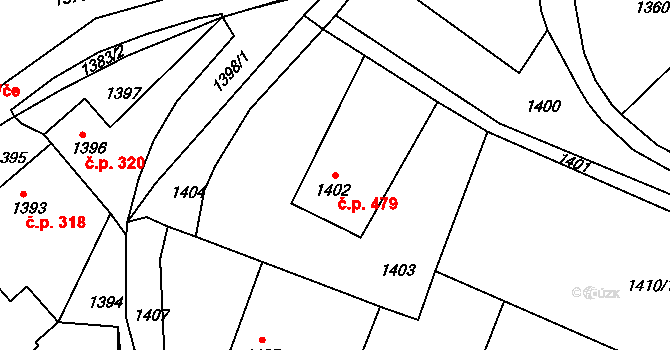 Nové Město na Moravě 479 na parcele st. 1402 v KÚ Nové Město na Moravě, Katastrální mapa