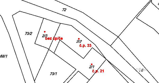 Jemnice 33, Strážek na parcele st. 2/2 v KÚ Jemnice u Moravce, Katastrální mapa