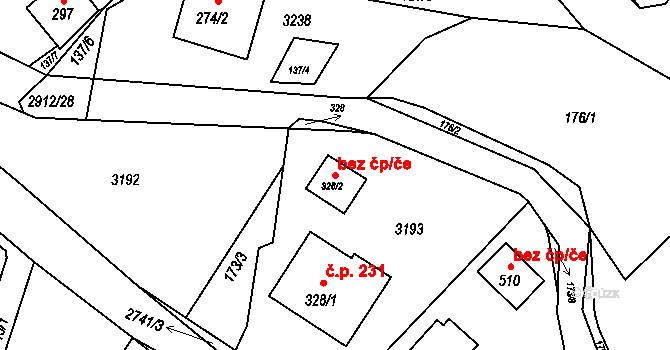 Korouhev 40135527 na parcele st. 328/2 v KÚ Korouhev, Katastrální mapa