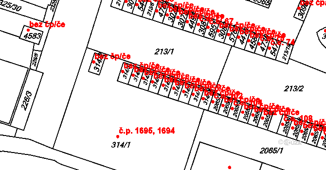 Rakovník 41269527 na parcele st. 314/7 v KÚ Rakovník, Katastrální mapa