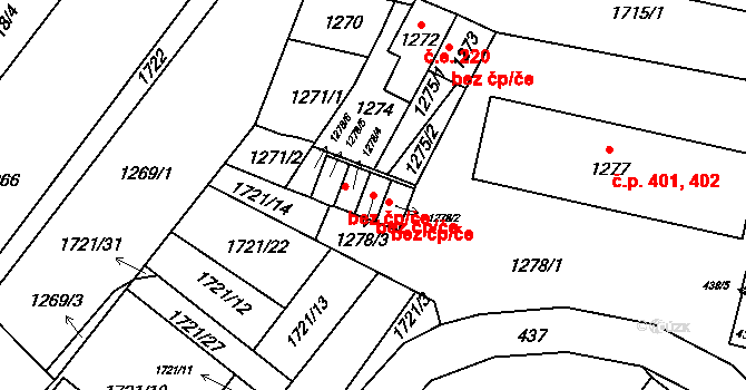 Drnholec 42137527 na parcele st. 1278/3 v KÚ Drnholec, Katastrální mapa