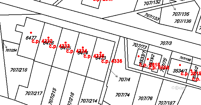 Zlín 4336 na parcele st. 6473 v KÚ Zlín, Katastrální mapa