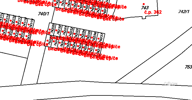 Sokolov 42971527 na parcele st. 742/38 v KÚ Sokolov, Katastrální mapa