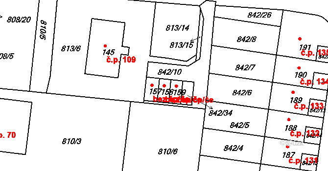 Čestice 43439527 na parcele st. 158 v KÚ Čestice u Častolovic, Katastrální mapa
