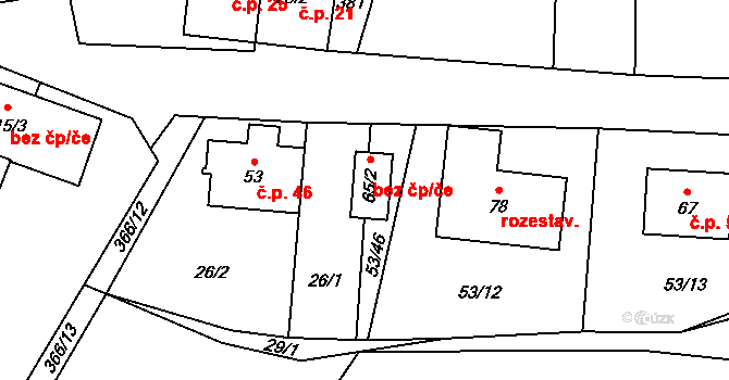 Vyskytná nad Jihlavou 44510527 na parcele st. 65/2 v KÚ Hlávkov, Katastrální mapa