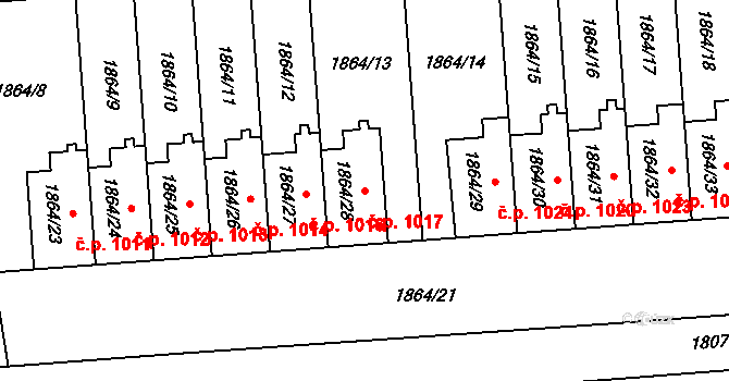 Kylešovice 1017, Opava na parcele st. 1864/28 v KÚ Kylešovice, Katastrální mapa