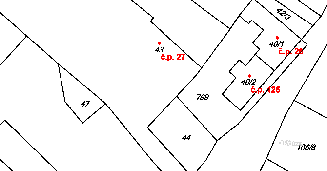 Skrochovice 27, Brumovice na parcele st. 43 v KÚ Skrochovice, Katastrální mapa