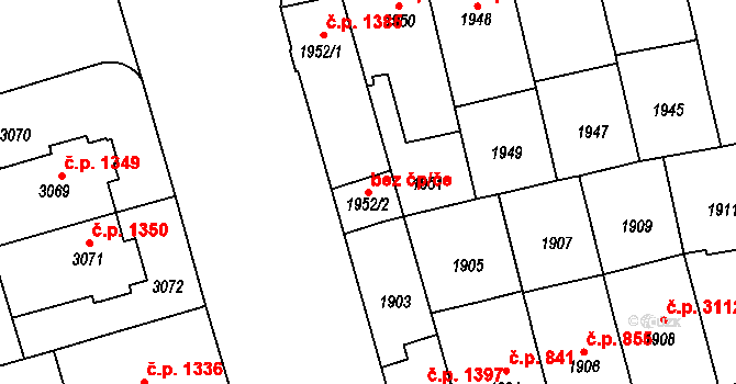 Brno 45563527 na parcele st. 1952/2 v KÚ Královo Pole, Katastrální mapa
