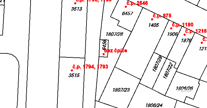 Písek 46211527 na parcele st. 6458 v KÚ Písek, Katastrální mapa