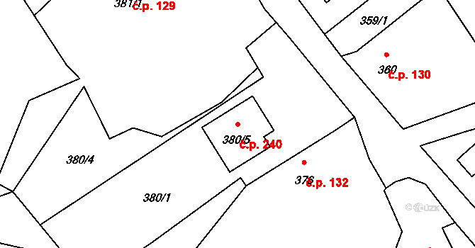 Dolní Libchava 240, Česká Lípa na parcele st. 380/5 v KÚ Dolní Libchava, Katastrální mapa