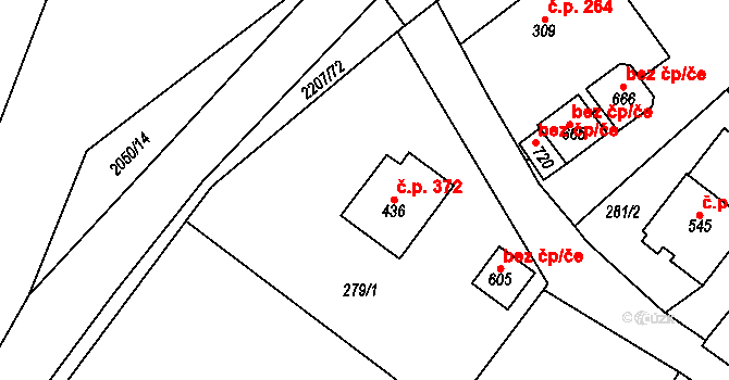 Lichnov 372 na parcele st. 436 v KÚ Lichnov u Nového Jičína, Katastrální mapa