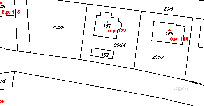Kozolupy 85, Vysoký Újezd na parcele st. 152 v KÚ Vysoký Újezd u Berouna, Katastrální mapa