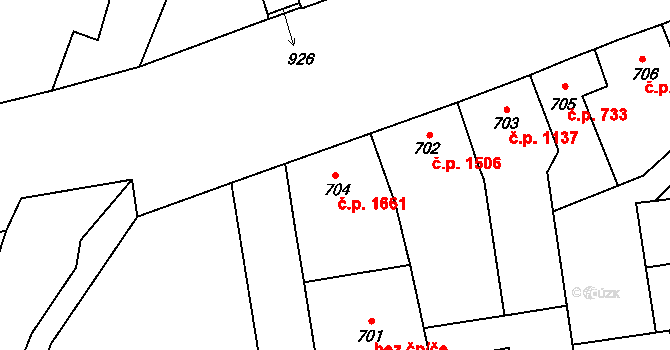 Louny 1661 na parcele st. 704 v KÚ Louny, Katastrální mapa