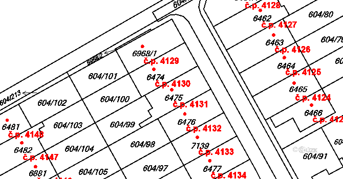 Kroměříž 4131 na parcele st. 6475 v KÚ Kroměříž, Katastrální mapa