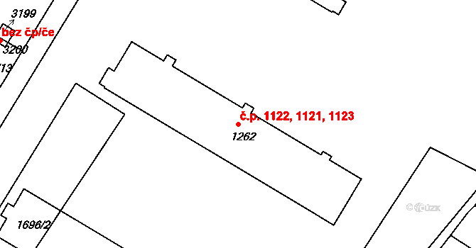 Bystřice pod Hostýnem 1121,1122,1123 na parcele st. 1262 v KÚ Bystřice pod Hostýnem, Katastrální mapa
