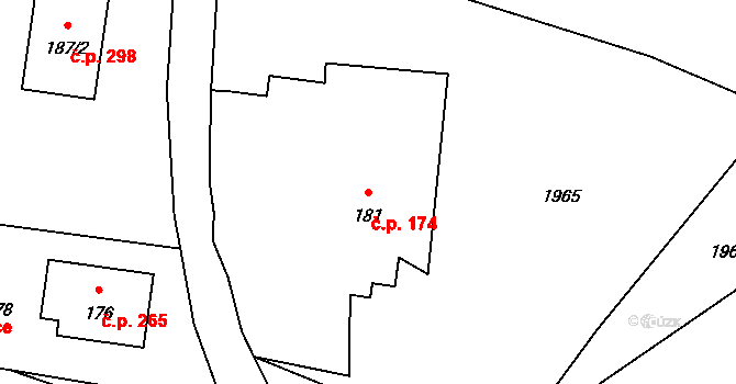 Bělotín 174 na parcele st. 181 v KÚ Bělotín, Katastrální mapa