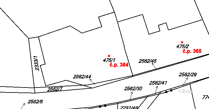 Lipník nad Bečvou I-Město 364, Lipník nad Bečvou na parcele st. 475/1 v KÚ Lipník nad Bečvou, Katastrální mapa