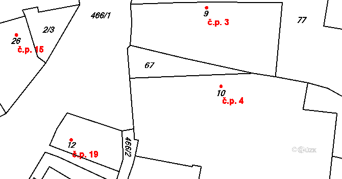 Polánka 4, Malešov na parcele st. 10 v KÚ Polánka u Malešova, Katastrální mapa