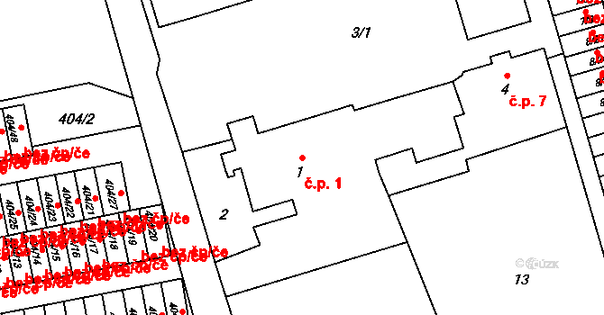 Dolní Líštná 1, Třinec na parcele st. 1 v KÚ Dolní Líštná, Katastrální mapa