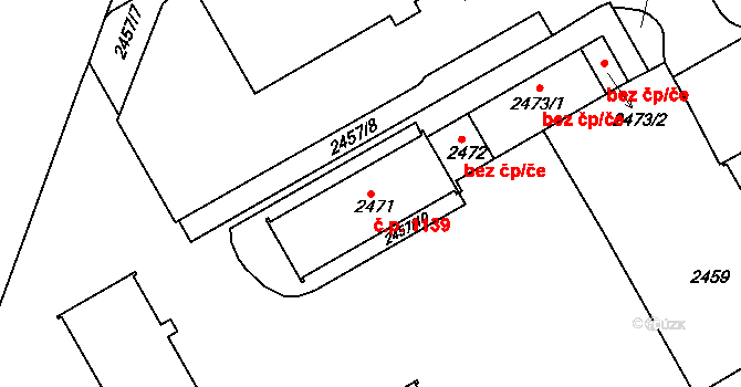 Lyžbice 1139, Třinec na parcele st. 2471 v KÚ Lyžbice, Katastrální mapa