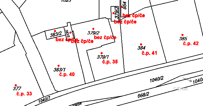 Aleje-Zátiší 35, Františkovy Lázně na parcele st. 379/1 v KÚ Františkovy Lázně, Katastrální mapa