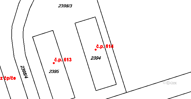 Libušín 614 na parcele st. 2394 v KÚ Libušín, Katastrální mapa