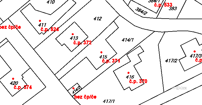 Třeboň II 371, Třeboň na parcele st. 415 v KÚ Třeboň, Katastrální mapa