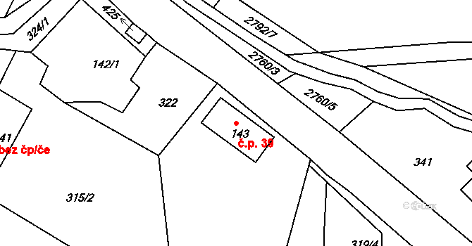 Václavice 39, Hrádek nad Nisou na parcele st. 143 v KÚ Václavice u Hrádku nad Nisou, Katastrální mapa