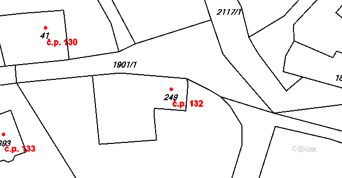 Horní Libchava 132 na parcele st. 249 v KÚ Horní Libchava, Katastrální mapa