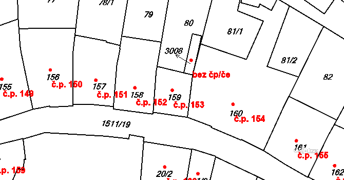 Prachatice I 153, Prachatice na parcele st. 159 v KÚ Prachatice, Katastrální mapa