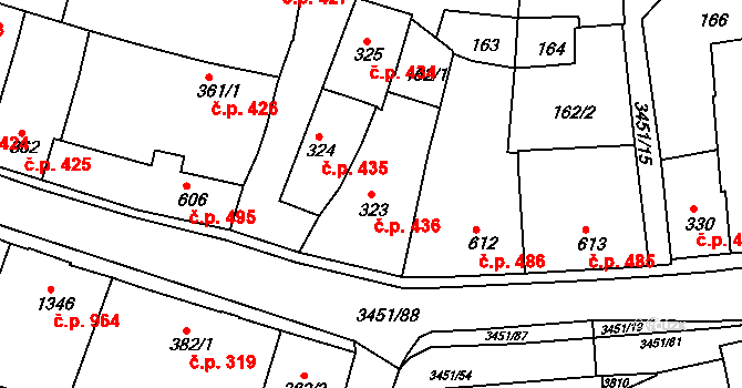 Lysá nad Labem 436 na parcele st. 323 v KÚ Lysá nad Labem, Katastrální mapa