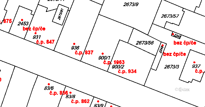 Lysá nad Labem 1063 na parcele st. 900/1 v KÚ Lysá nad Labem, Katastrální mapa