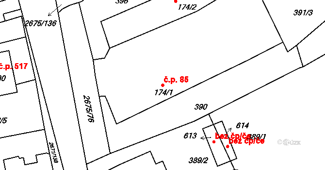 Černilov 85 na parcele st. 174/1 v KÚ Černilov, Katastrální mapa