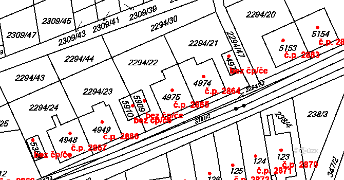 Dvůr Králové nad Labem 2865 na parcele st. 4975 v KÚ Dvůr Králové nad Labem, Katastrální mapa