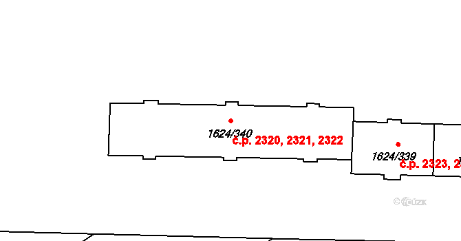 Mizerov 2320,2321,2322, Karviná na parcele st. 1624/340 v KÚ Karviná-město, Katastrální mapa