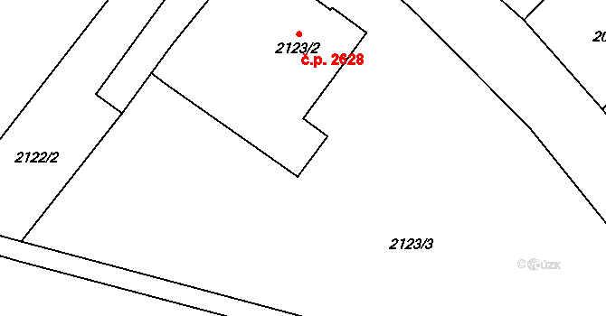 Předměstí 2711, Opava na parcele st. 2123/3 v KÚ Opava-Předměstí, Katastrální mapa