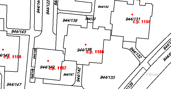 Šumbark 1156, Havířov na parcele st. 944/138 v KÚ Šumbark, Katastrální mapa