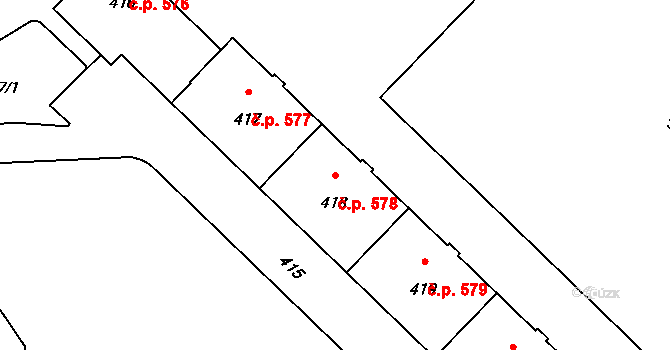 Město 578, Havířov na parcele st. 418 v KÚ Havířov-město, Katastrální mapa