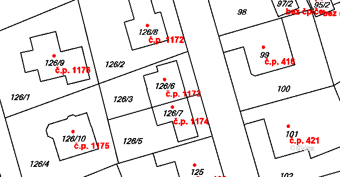 Liberec XIV-Ruprechtice 1173, Liberec na parcele st. 126/6 v KÚ Ruprechtice, Katastrální mapa