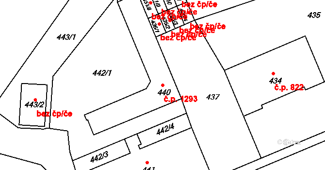 Rýmařov 1293 na parcele st. 440 v KÚ Rýmařov, Katastrální mapa