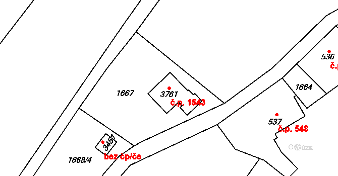 Vrchlabí 1543 na parcele st. 3761 v KÚ Vrchlabí, Katastrální mapa