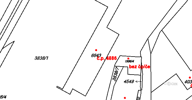 Zlín 4886 na parcele st. 6843 v KÚ Zlín, Katastrální mapa