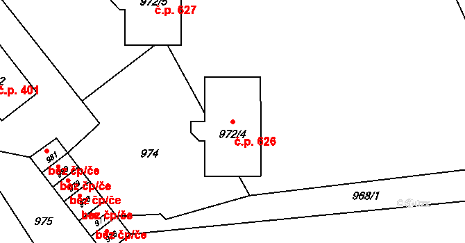 Vrbno pod Pradědem 627 na parcele st. 972/4 v KÚ Vrbno pod Pradědem, Katastrální mapa